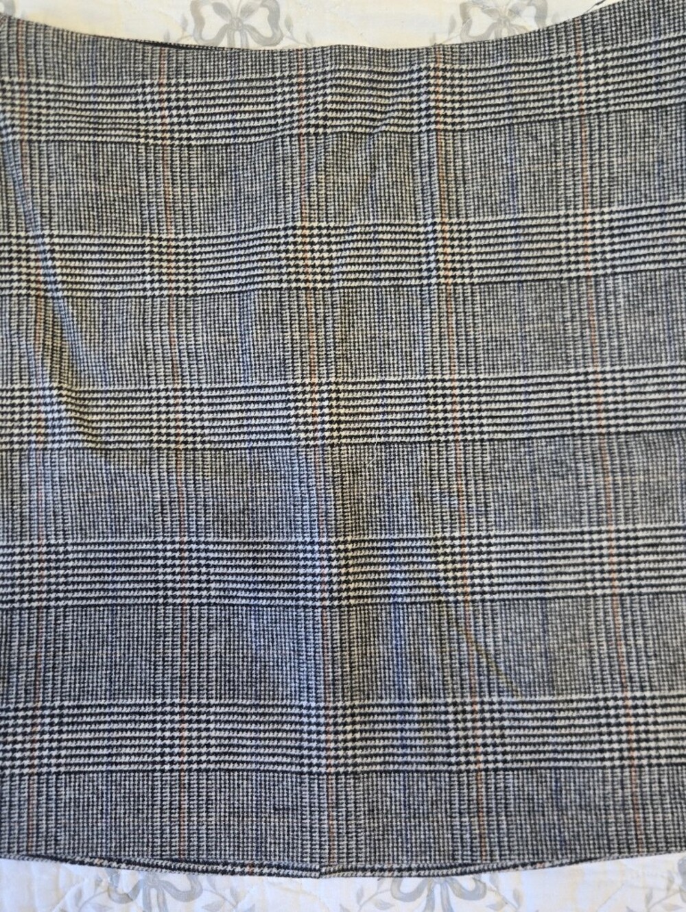 Wilfred Grey Plaid Mini Skirt with Subtle Tan Accents